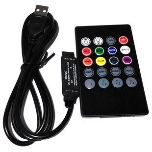 Контроллер RGB 5В 6А музыкальный, пульт IR 20 кнопок USB LED03806 фото