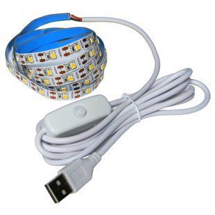 Комплект 1м LED стрічки USB 5V 2835(60 LED/м) IP20 з вимикачем LED04117 фото
