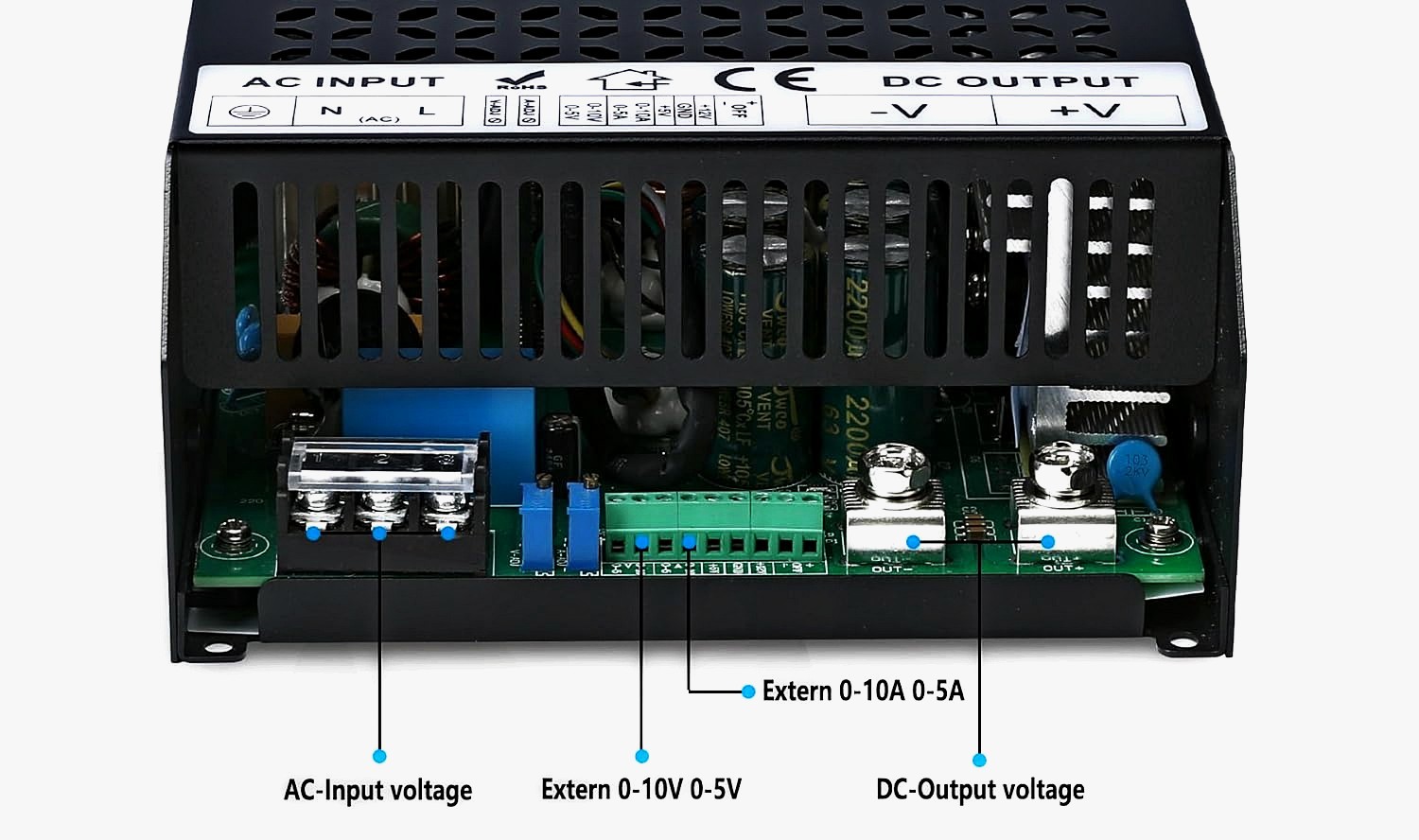 Power supply 36V 27A 1000W DC Блок живлення 36V 55.6A 2000W перфорований корпус